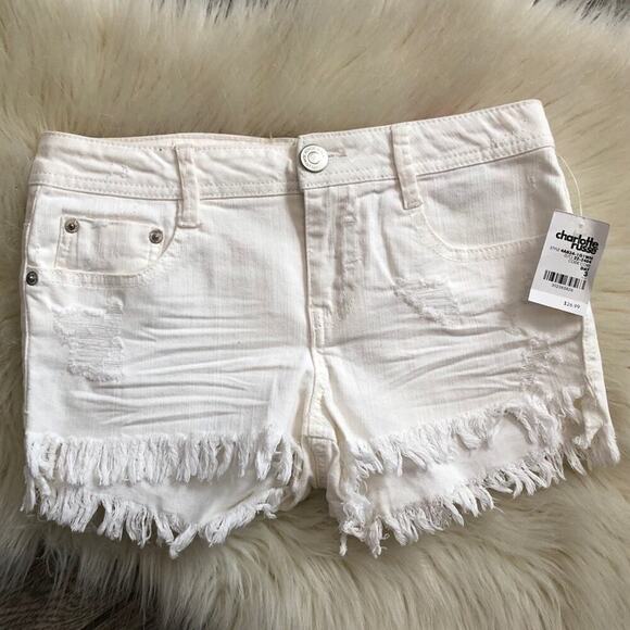 Almost Famous White Jean Cutoff Shorts Size 3 - Picture 1 of 4